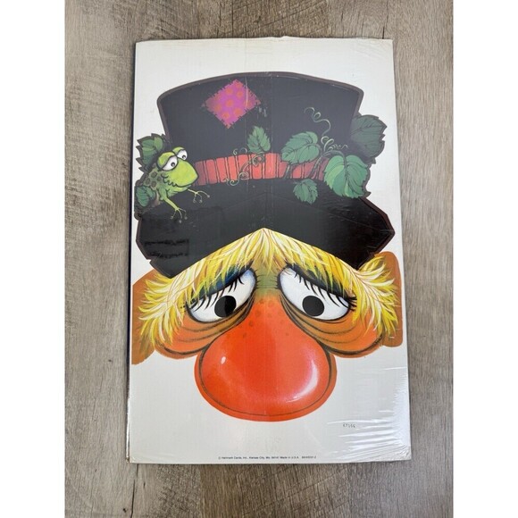 Vintage Hallmark Halloween Paper Face Mask ‘Gus Goblin’ Clown Hobo USA Made - Picture 3 of 7